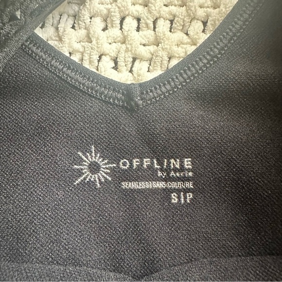 Aerie Offline NEW Black Seamless Mesh Crop Top Size Small $45 - Picture 4 of 5